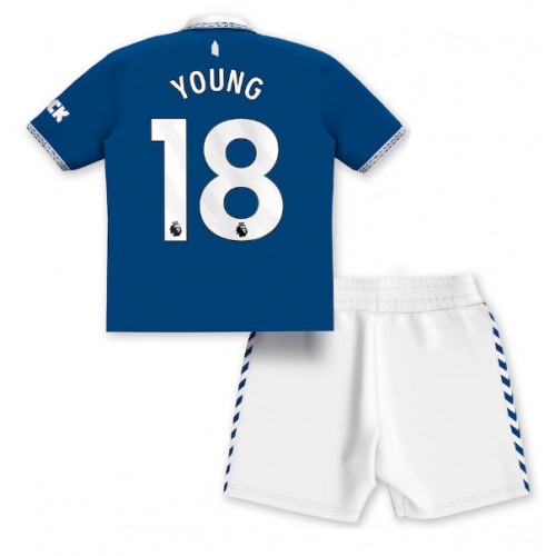 Fotballdrakt Barn Everton Ashley Young #18 Hjemmedraktsett 2023-24 Kortermet (+ Korte bukser)
